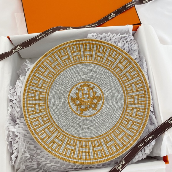 BRAND NEW Hermes Mosaique Au24 Gold Dessert Plate - Picture 10 of 14